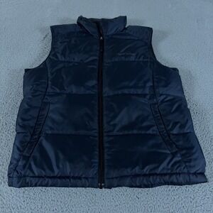 Eddie Bauer Vest Mens Medium Blue Premium Goose Down Puffer Full Zip Y2K Outdoor